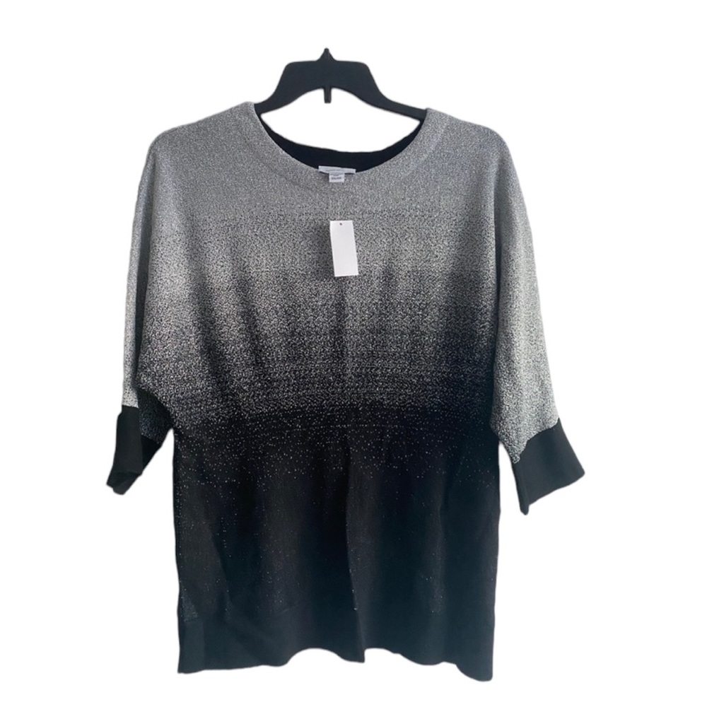 Jaclyn Smith Plus Size Black/Silver Metallic Shine‎ Blouse Size XXL